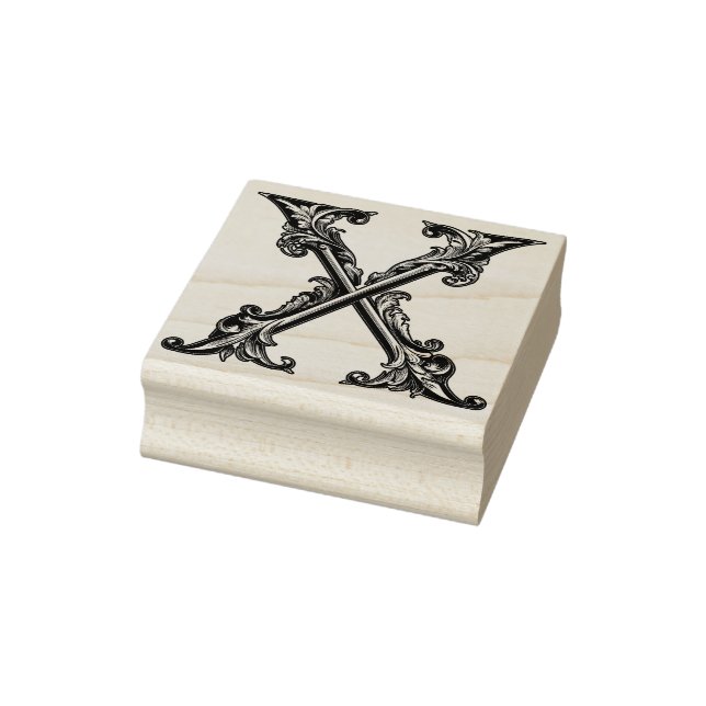Letter X Wood Art Rubber Stamp (Stamp)