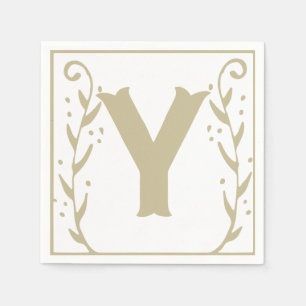 Letter Y Alphabet Block Gender Neutral Baby Shower Napkins