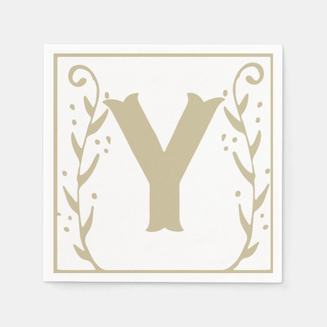 Letter Y Alphabet Block Gender Neutral Baby Shower Napkins (Front)