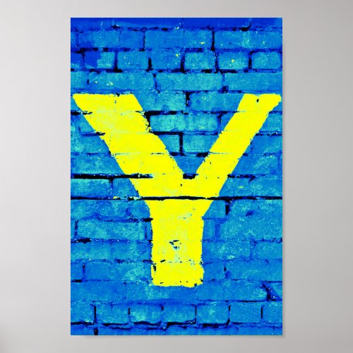 Letter Y Alphabet Photography in Yellow  Blue Poster