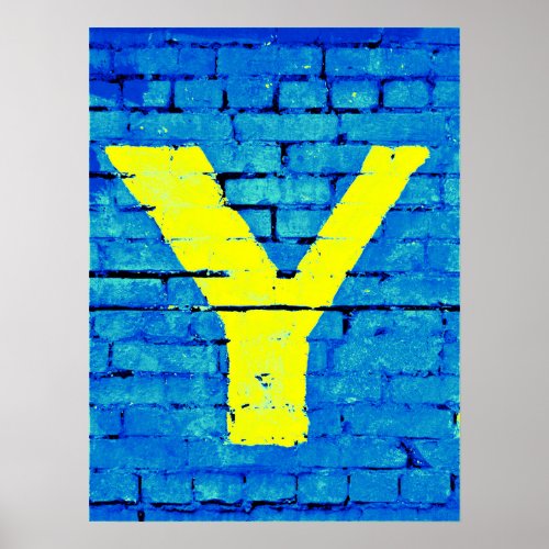 Letter Y Alphabet Photography in Yellow  Blue Poster