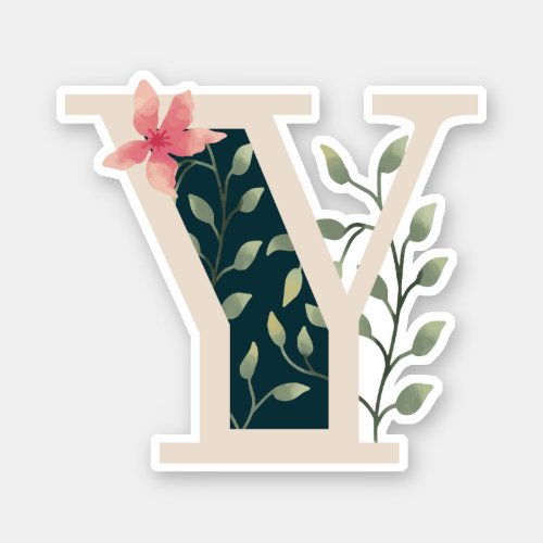 Letter Y and watercolor flowers  Sticker