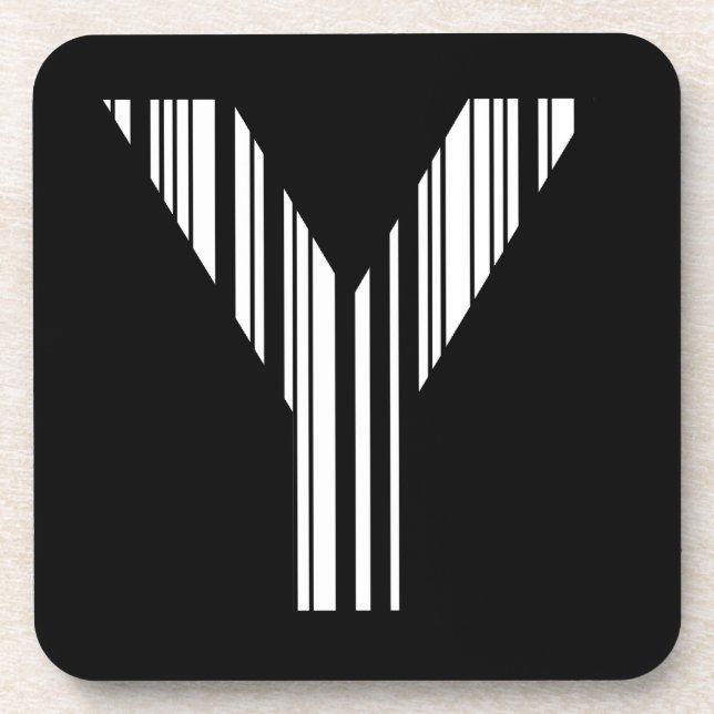 LETTER Y BAR CODE First Initial Barcode Pattern Drink Coaster (Front)