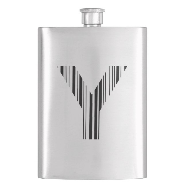 LETTER Y BAR CODE First Initial Barcode Pattern Flask (Front)