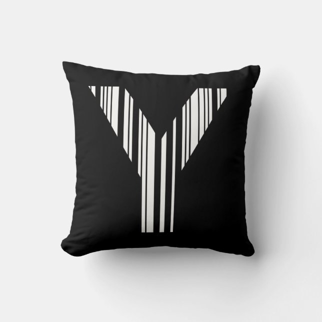 LETTER Y BAR CODE First Initial Barcode Pattern Throw Pillow (Front)