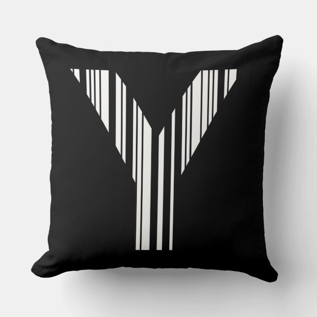 LETTER Y BAR CODE First Initial Barcode Pattern Throw Pillow (Front)
