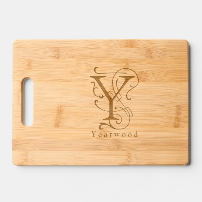 Letter Y Elegant Monogram Personalized Name Engraved Cutting Board (Front)