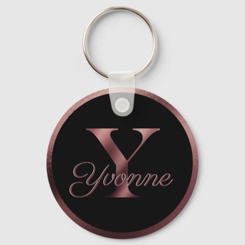 Letter Y Elegant Personalized Rose Gold Monogram  Keychain