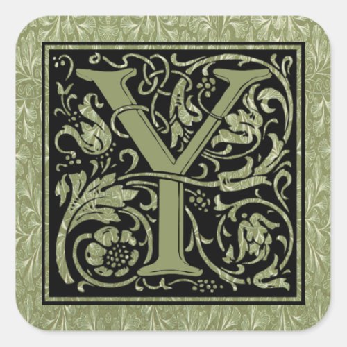 Letter Y First Letter Monogram Square Sticker