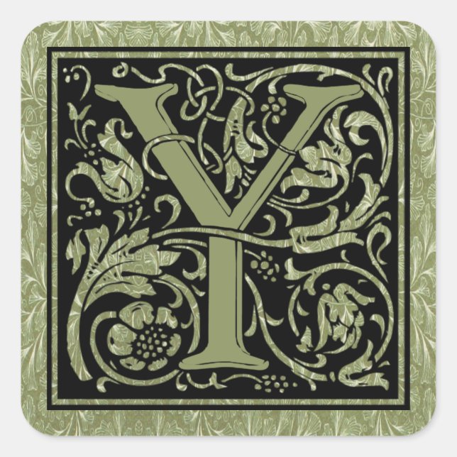 Letter Y First Letter Monogram Square Sticker (Front)