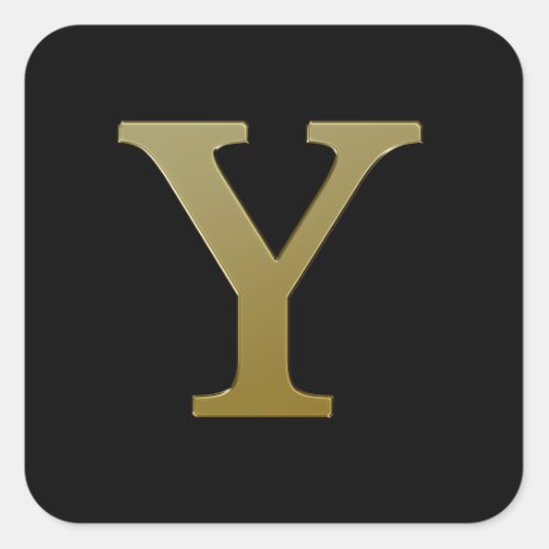 Letter Y Gold Square Sticker