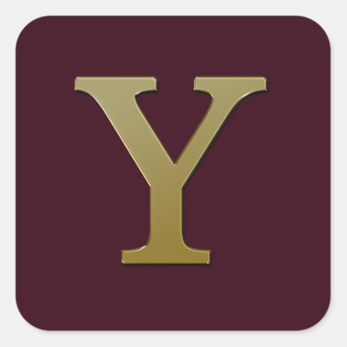 Letter Y Gold Square Sticker