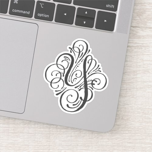 Letter Y Initial Elegant Flourish Monogram Sticker