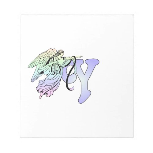 Letter Y Initial Monogram Guardian Angel Alphabet Notepad