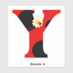 Letter Y Ladybug Print with Ladybug and Flower Sticker