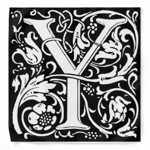 Letter Y Medieval Monogram Art Nouveau Bandana