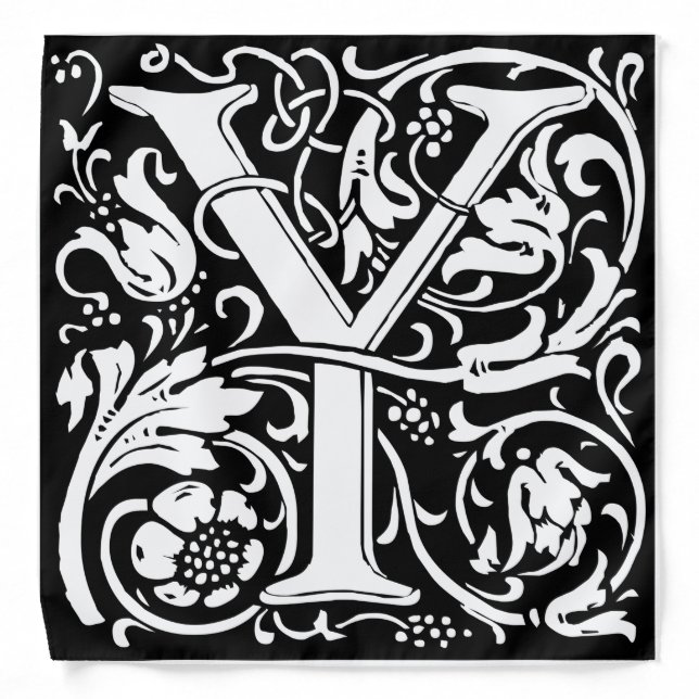 Letter Y Medieval Monogram Art Nouveau Bandana (Front)