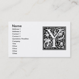 Letter Y Medieval Monogram Art Nouveau Business Card