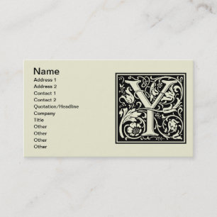 Letter Y Medieval Monogram Art Nouveau Business Card