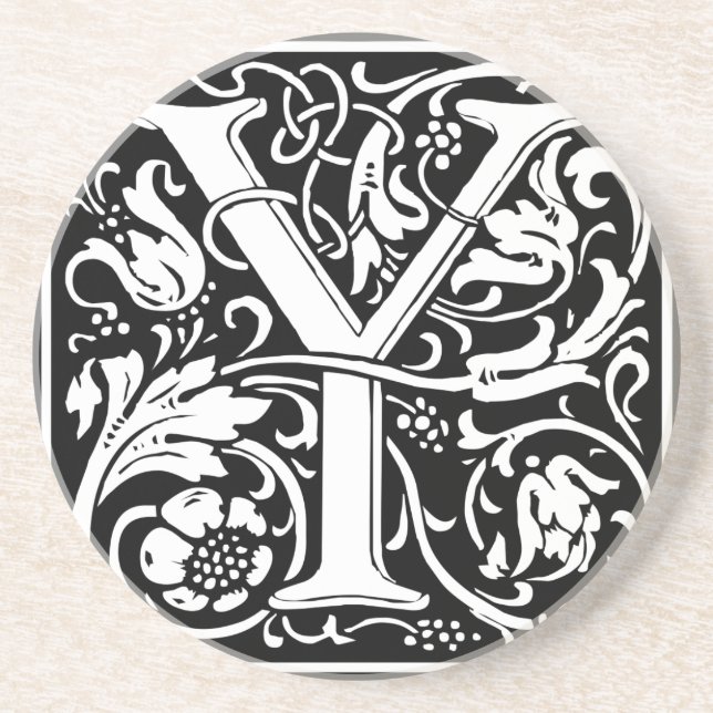 Letter Y Medieval Monogram Art Nouveau Drink Coaster (Front)