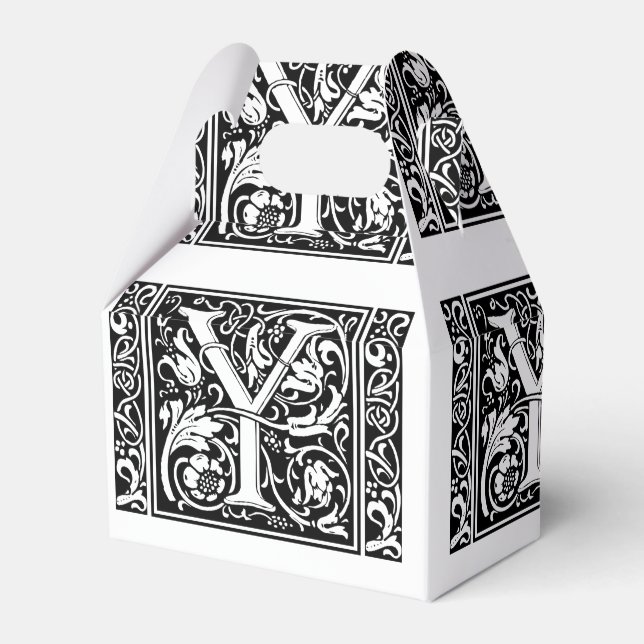 Letter Y Medieval Monogram Art Nouveau Favor Boxes (Front Side)