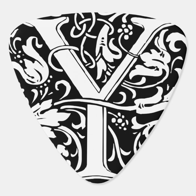 Letter Y Medieval Monogram Art Nouveau Guitar Pick (Back)