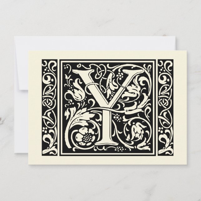 Letter Y Medieval Monogram Art Nouveau Invitation (Front)