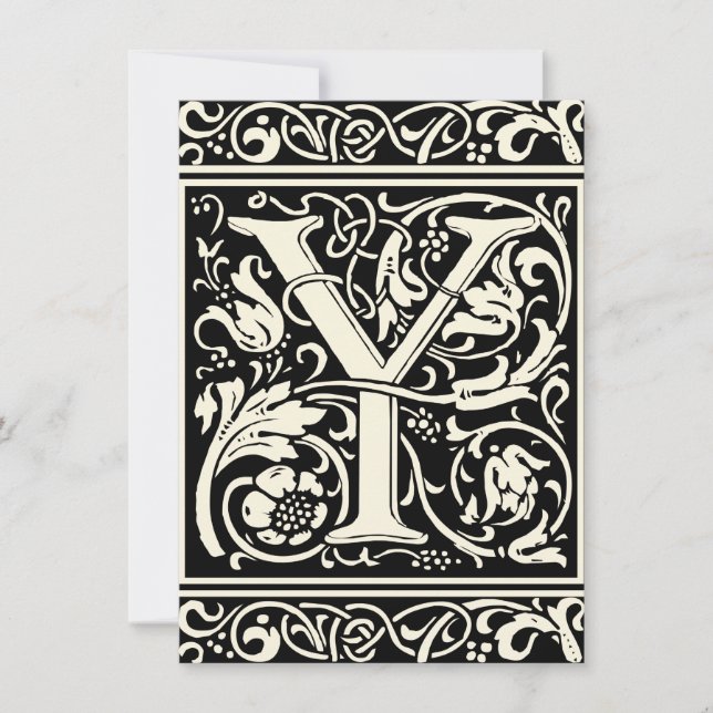 Letter Y Medieval Monogram Art Nouveau Invitation (Front)