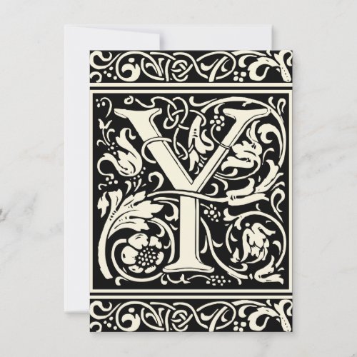 Letter Y Medieval Monogram Art Nouveau Invitation