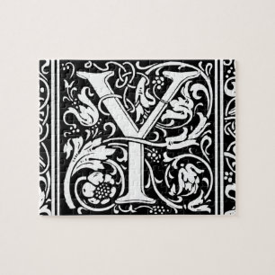 Letter Y Medieval Monogram Art Nouveau Jigsaw Puzzle