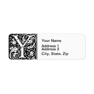 Letter Y Medieval Monogram Art Nouveau Label