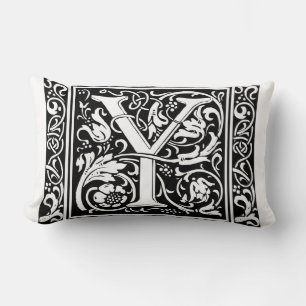 Letter Y Medieval Monogram Art Nouveau Lumbar Pillow