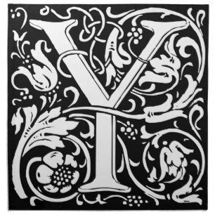 Letter Y Medieval Monogram Art Nouveau Napkin