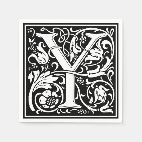 Letter Y Medieval Monogram Art Nouveau Paper Napkins