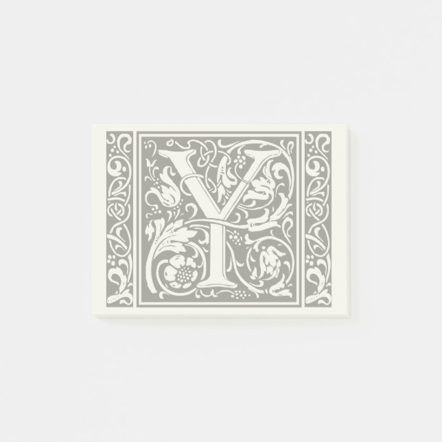 Letter Y Medieval Monogram Art Nouveau Post-it Notes (Front)