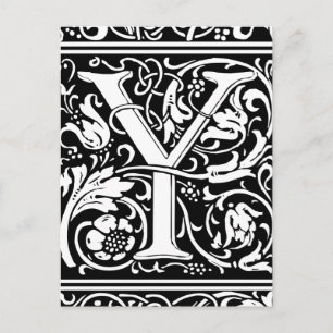 Letter Y Medieval Monogram Art Nouveau Postcard