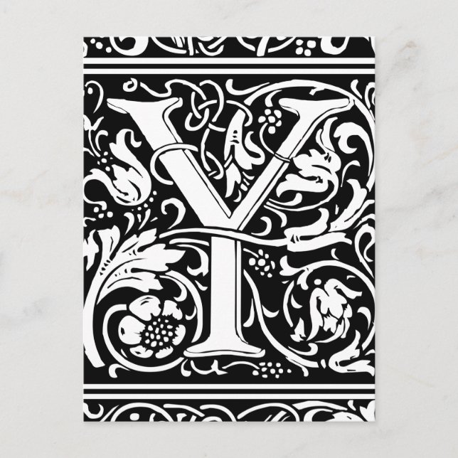 Letter Y Medieval Monogram Art Nouveau Postcard (Front)