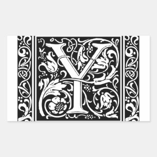 Letter Y Medieval Monogram Art Nouveau Rectangular Sticker