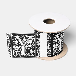 Letter Y Medieval Monogram Art Nouveau Satin Ribbon