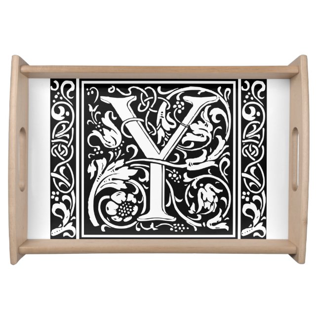Letter Y Medieval Monogram Art Nouveau Serving Tray (Front)