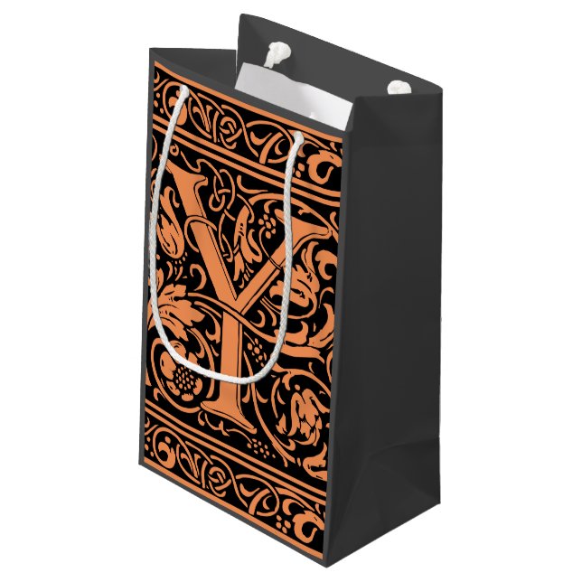 Letter Y Medieval Monogram Art Nouveau Small Gift Bag (Back Angled)