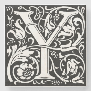 Letter Y Medieval Monogram Art Nouveau Stone Coaster