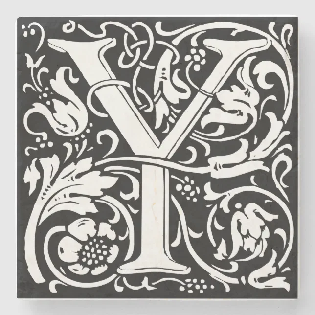Letter Y Medieval Monogram Art Nouveau Stone Coaster | Zazzle