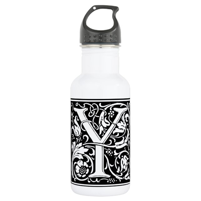 Letter Y Medieval Monogram Art Nouveau Water Bottle (Front)