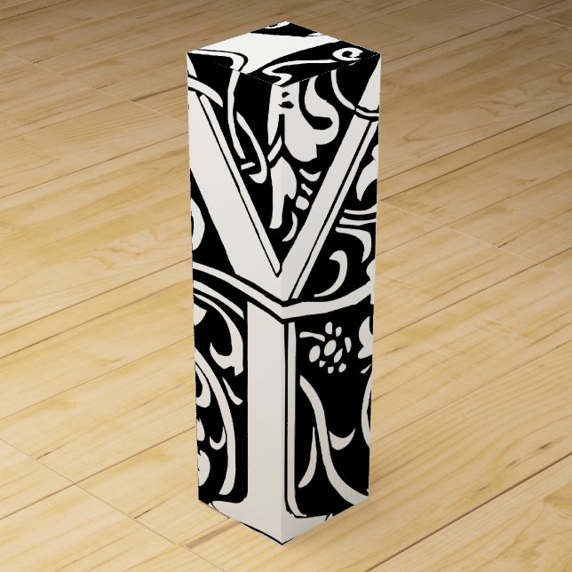 Letter Y Medieval Monogram Art Nouveau Wine Gift Box (Front)
