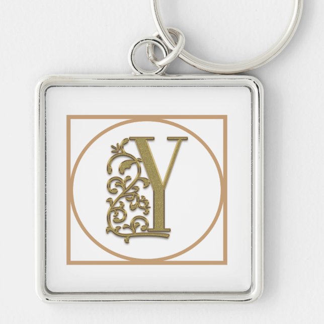 LETTER Y MONOGRAM Beautiful Wedding New Home Gift Keychain (Front)