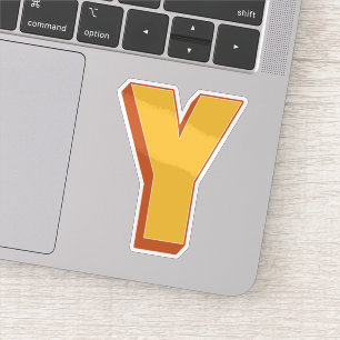 Letter Y Monogram, Bold 3D Type Font Initial Sticker