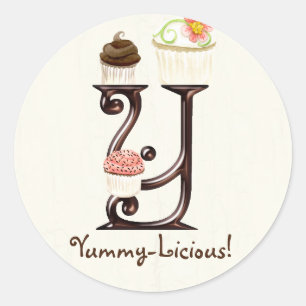 Letter Y Monogram Cupcake Logo Business Stickers