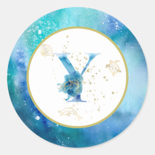 *~* LETTER Y - Nautical Beach Envelope Sticker