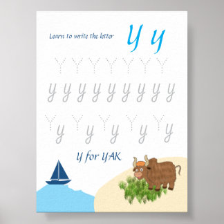 Letter Y Tracing Poster for Kids